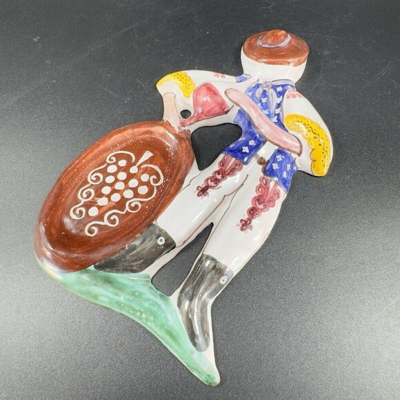 Hand Made Italian DERUTA Pottery Wall Hanging Figure Musician Playing Music VTG - Picture 13 of 13